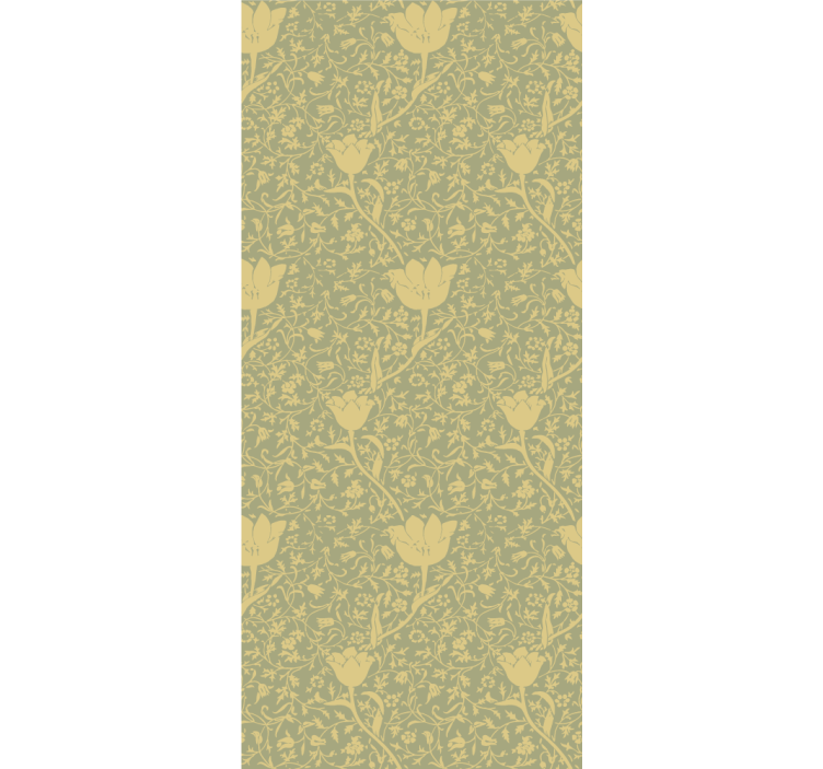 Nature wallpaper gold and green subtle floral pattern - TenStickers