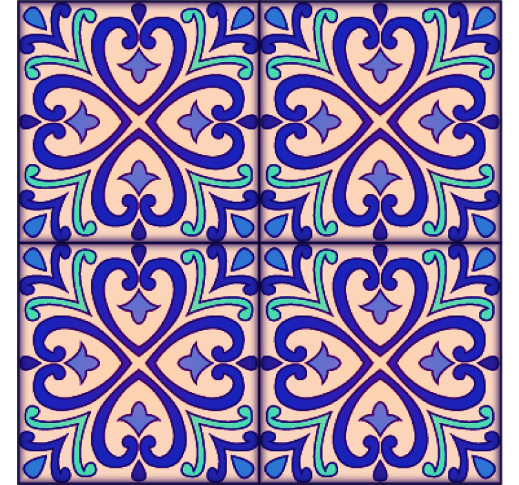 Tile effect wallpaper talavera floral design - TenStickers