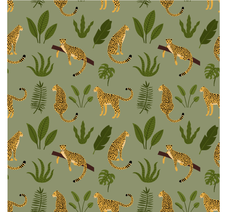 Wall paper in bedroom floral jungle leopard print - TenStickers