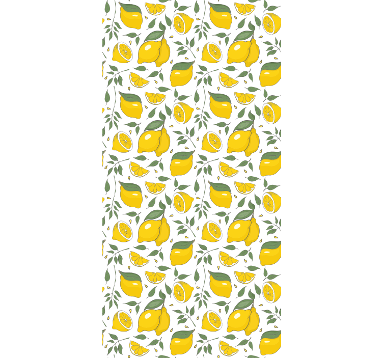 Lemons and cream flowers wall paper in bedroom - TenStickers