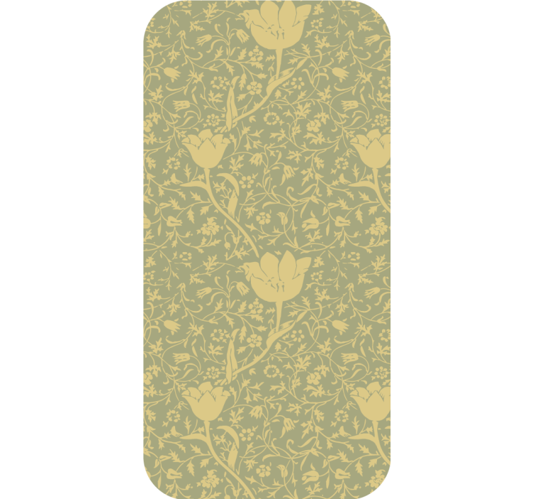 Ornamental wallpaper in gold and green floral design - TenStickers