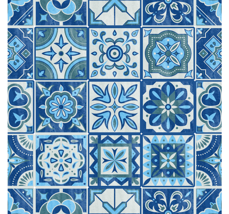 Tile effect wallpaper talavera blue design - TenStickers