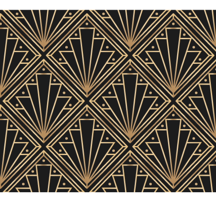 Textured wallpaper with golden and black square pattern - TenStickers
