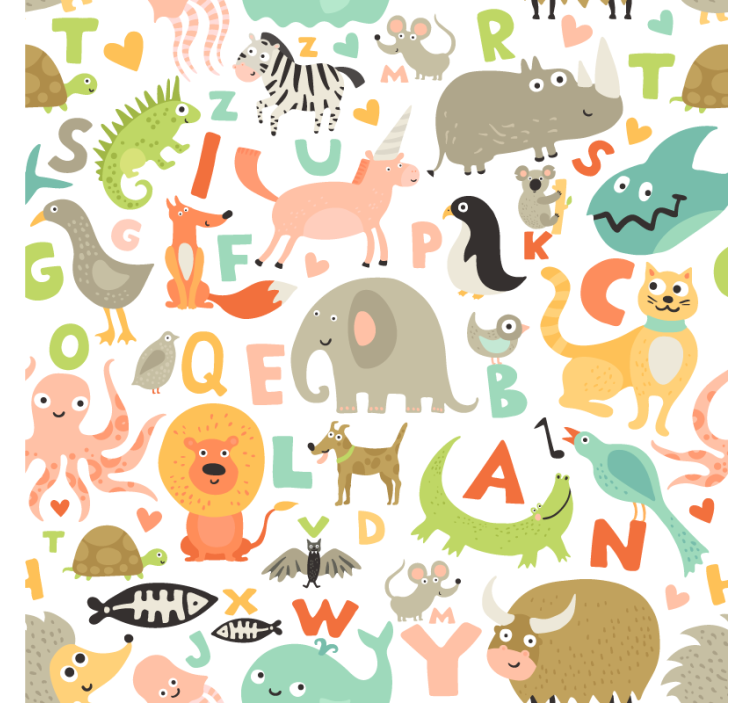 Animals wallpaper kids animals with alphabet letters - TenStickers