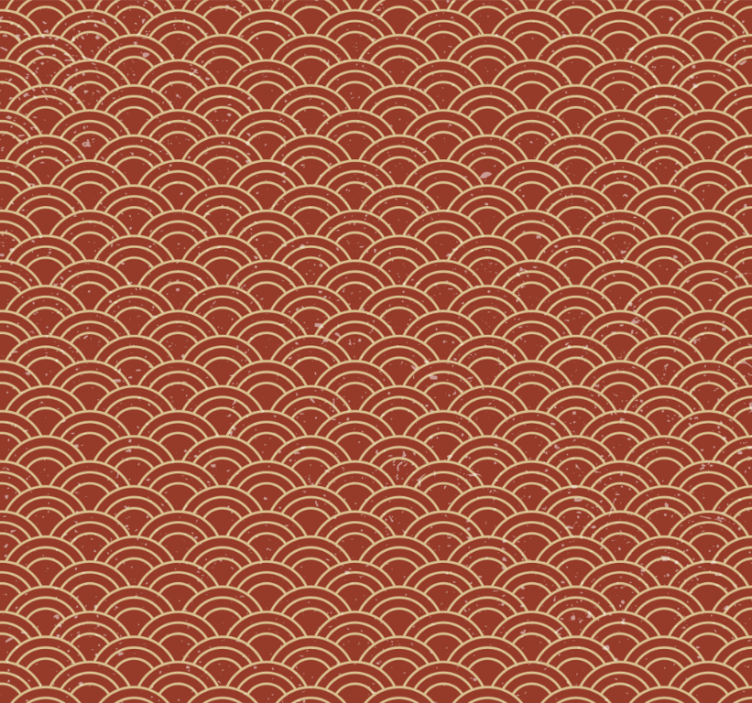 Hallway wallpaper with vintage japanese wave design - TenStickers