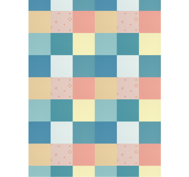 Hallway wallpaper patchwork colorful retro design - TenStickers