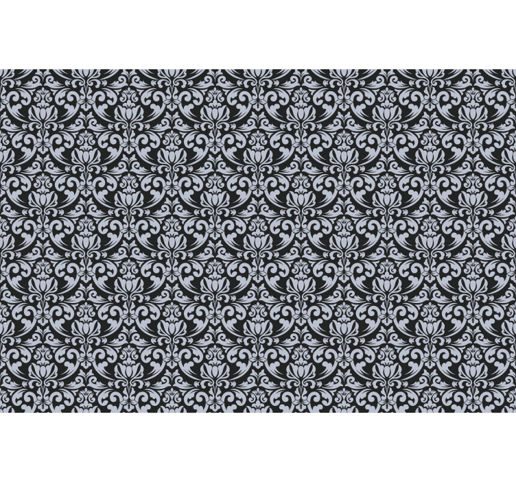Tile effect wallpaper in gray and black baroque mosaic - TenStickers