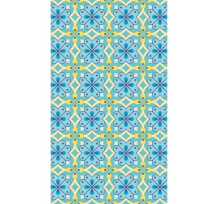Tile effect wallpaper with blooming designs - TenStickers