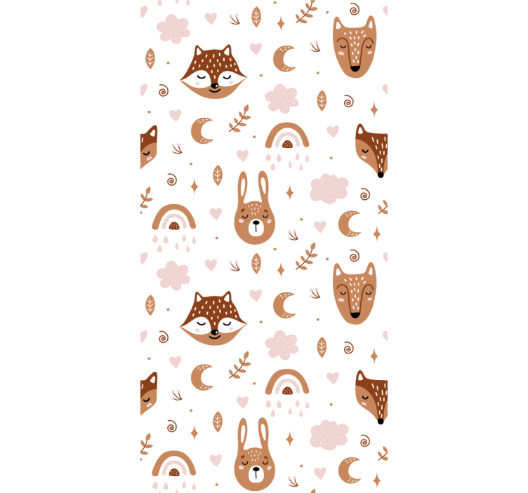 Wallpaper childrens room cute brown animals rainbows - TenStickers