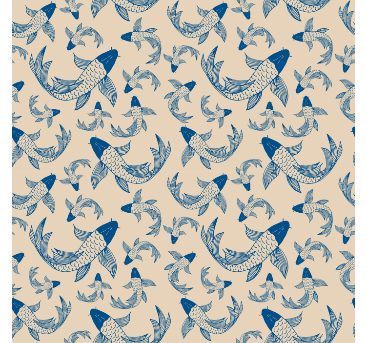 Wallpaper childrens room blue swimming fish beige - TenStickers