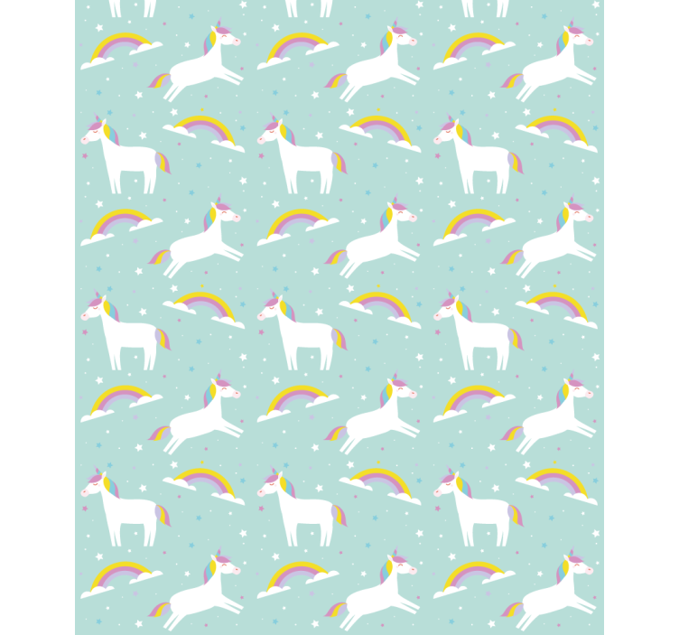 Wallpaper childrens room unicorns and a rainbow - TenStickers