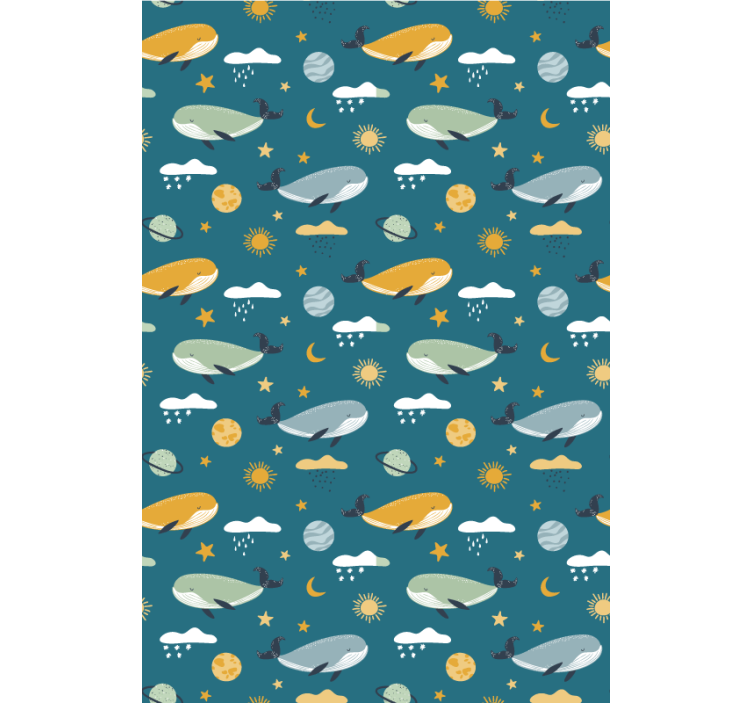 Wallpaper childrens room trendy whale design - TenStickers