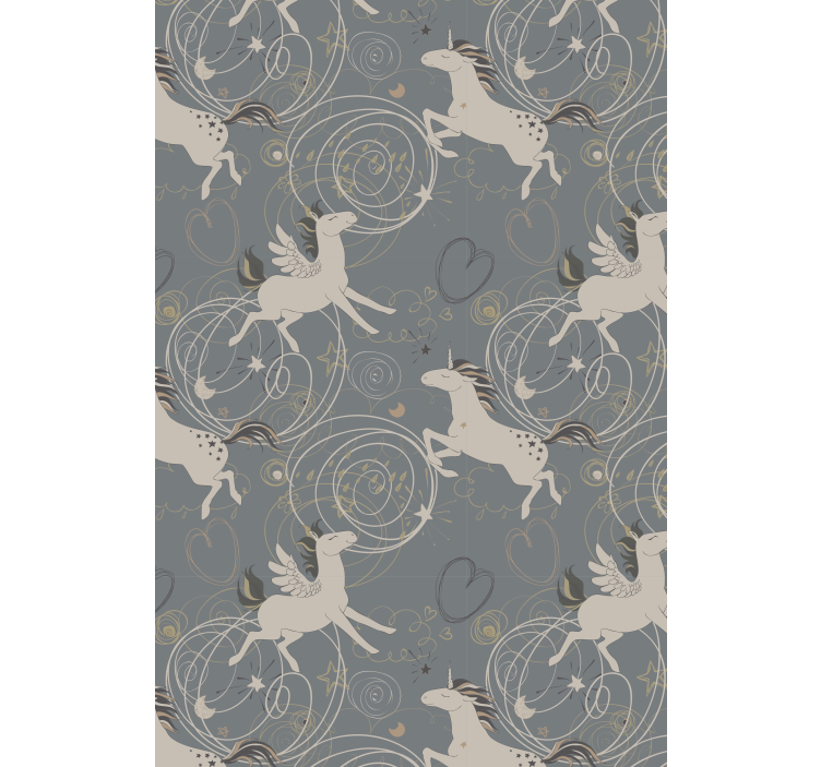 Wallpaper childrens room with unicorns on dark background - TenStickers