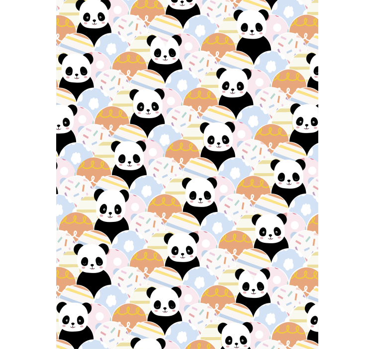Wallpaper childrens room patchwork panda design - TenStickers