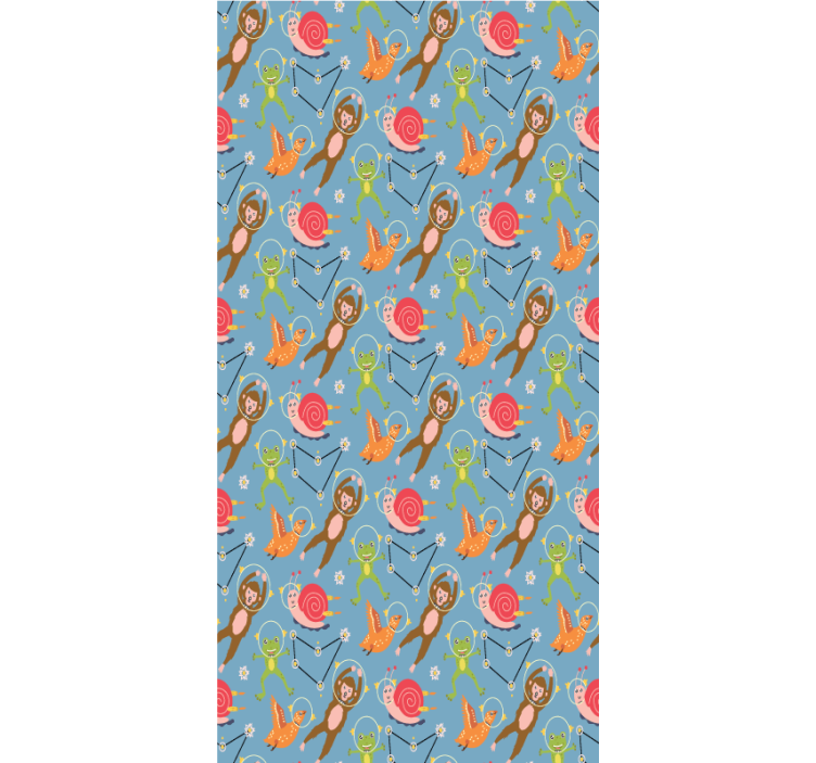 Wallpaper childrens room colorful forest animal astronauts - TenStickers