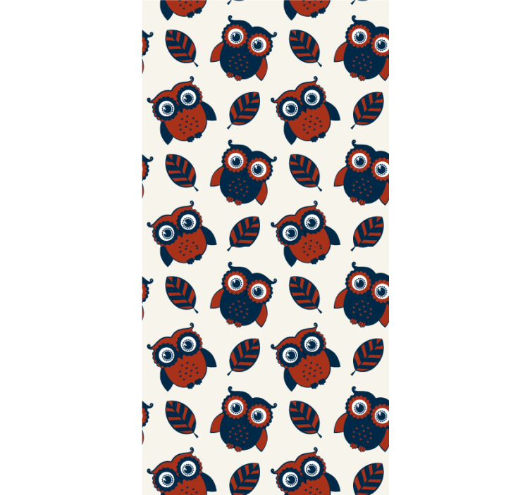 Wallpaper childrens room blue and red owls pattern - TenStickers