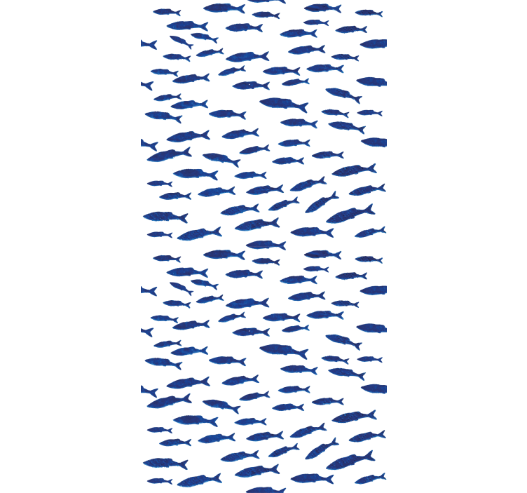 Wallpaper childrens room blue fish pattern on white - TenStickers