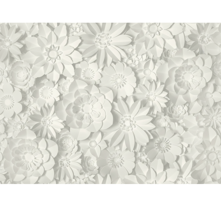 Living area wallpaper white paper bloom wallpaper - TenStickers