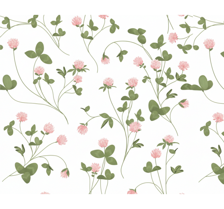 Living area wallpaper dainty pink clover - TenStickers