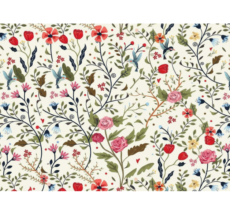 Living area wallpaper enchanted garden folk mural - TenStickers