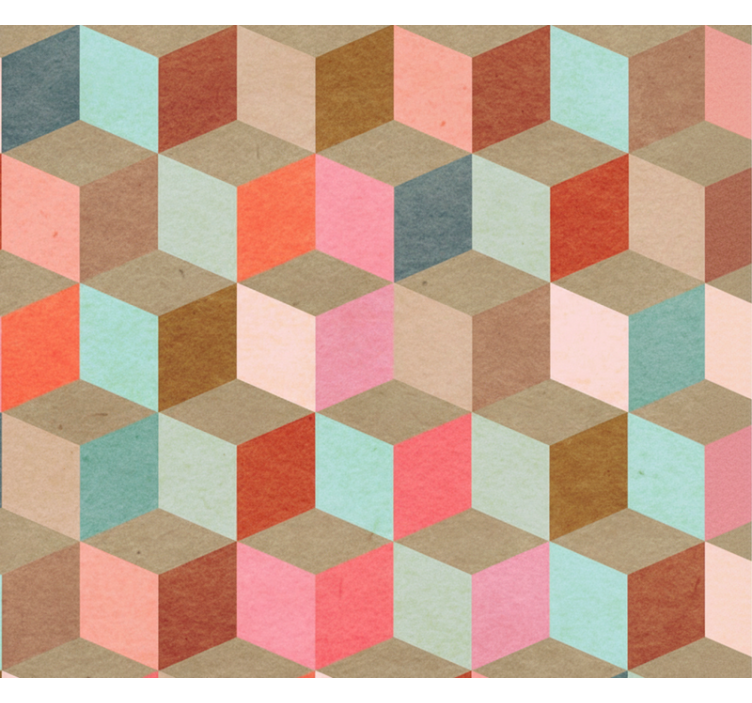 Living area wallpaper pastel geometric kraft design - TenStickers
