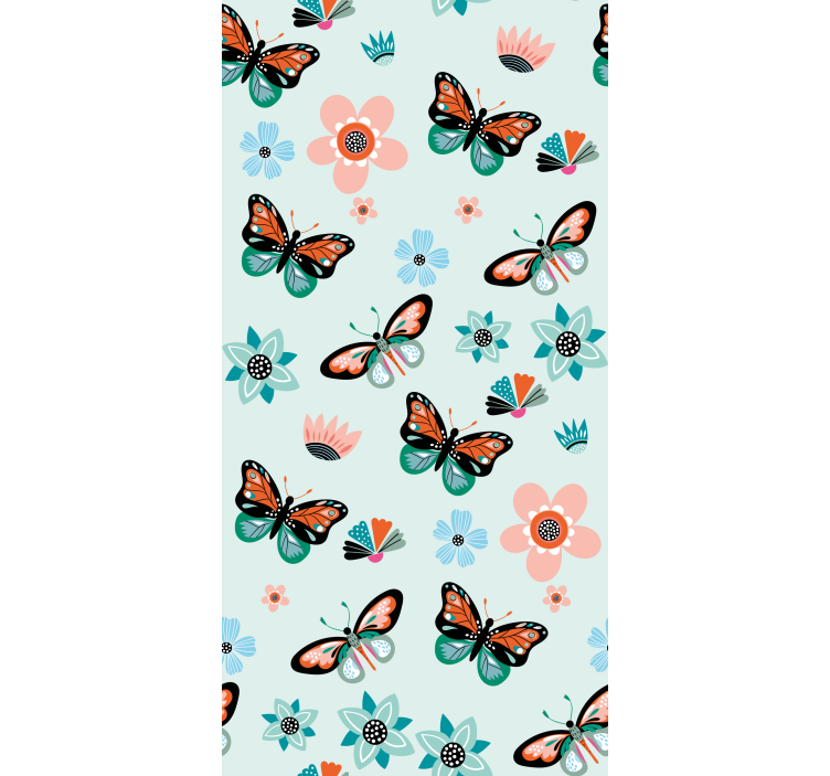 Butterflies wallpaper with butterflies and flowers - TenStickers