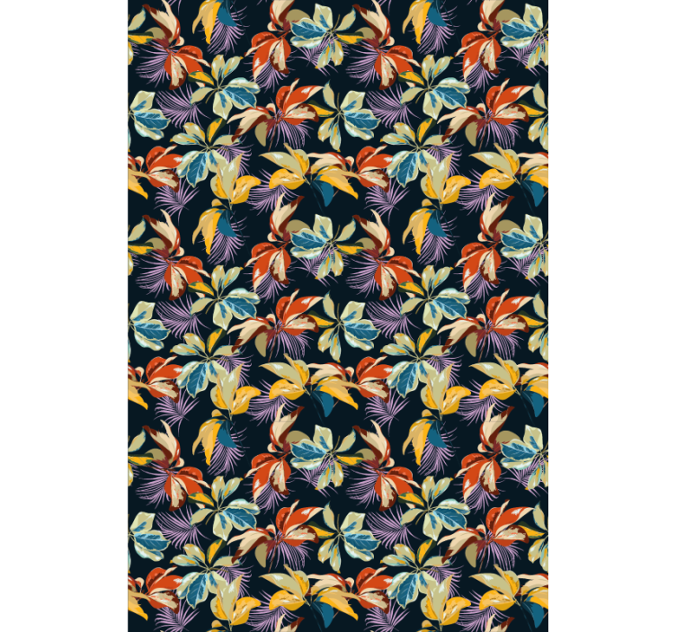 Hallway wallpaper with tiger lily floral design - TenStickers