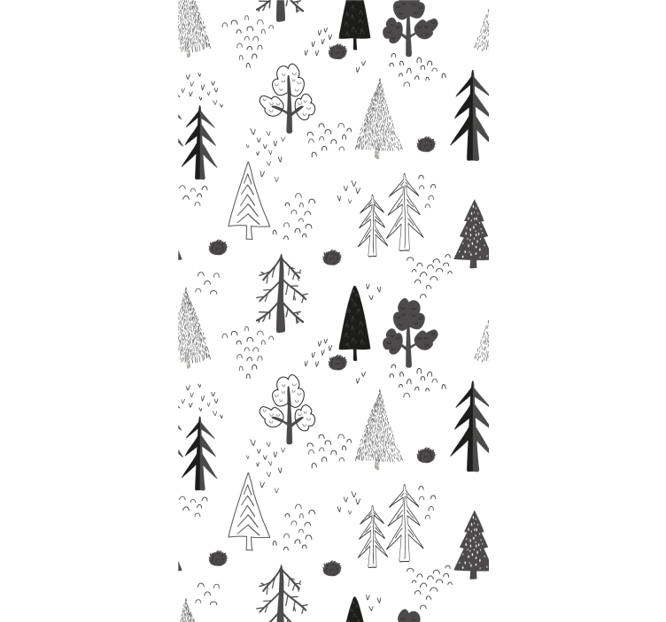 Nordic wallpaper white minimalistic trees design - TenStickers