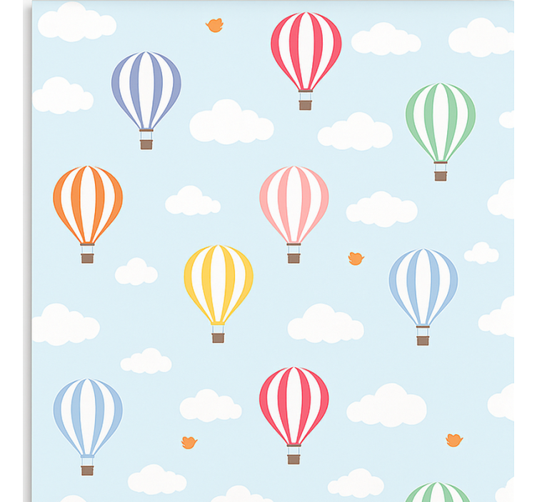 Nordic wallpaper pastel color balloon ride - TenStickers
