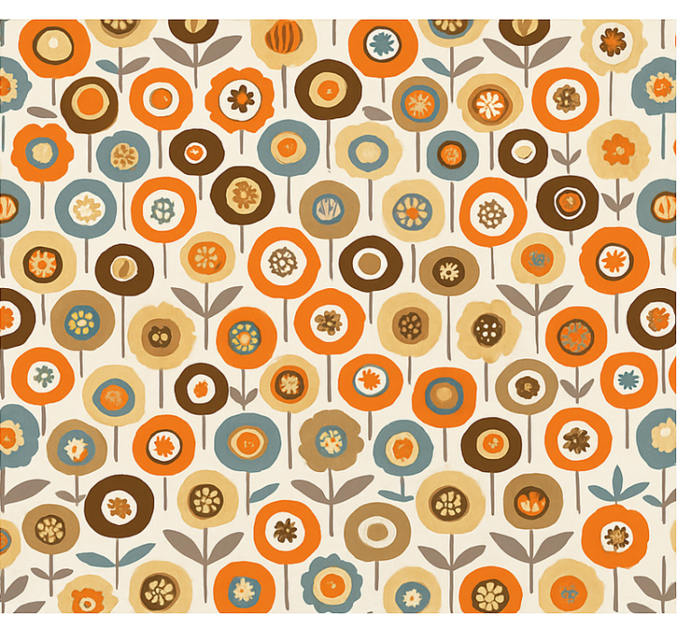 Nordic wallpaper colourful vintage flowers design - TenStickers