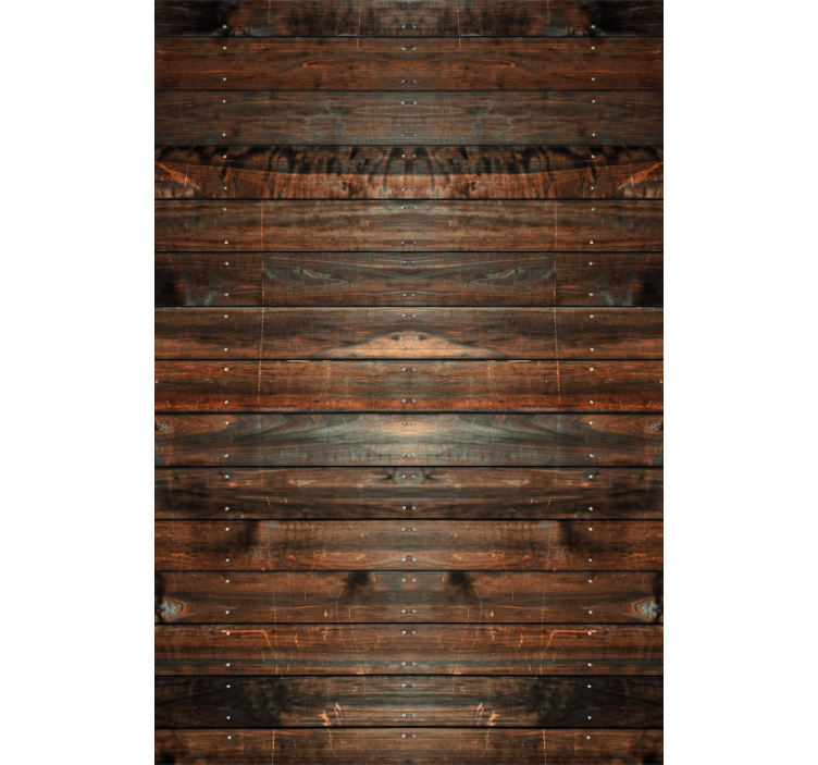 Rustic wallpaper in dark brown wood design - TenStickers