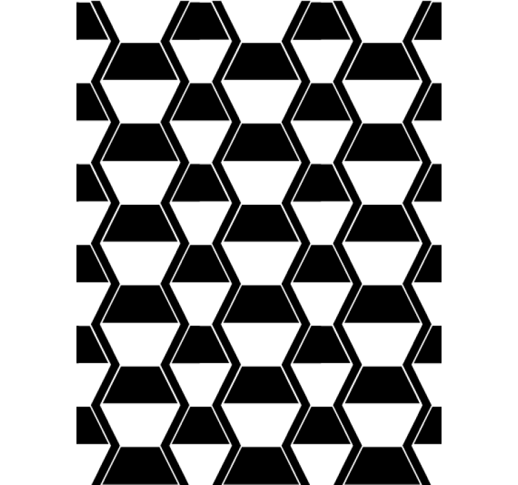Living area wallpaper in cosmopolitan black white hexagons - TenStickers
