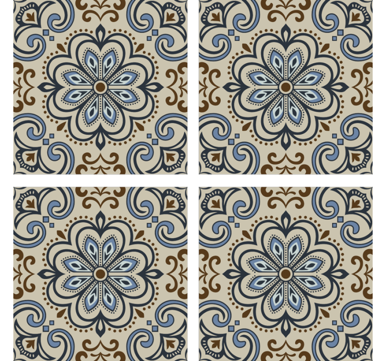 Floral tile effect wallpaper - TenStickers