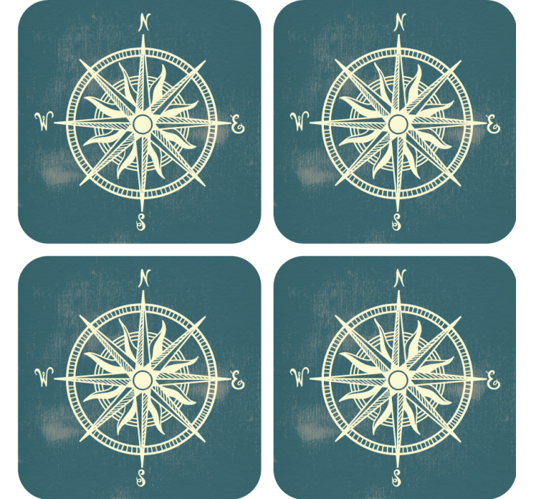 Retro wallpaper compass on world map - TenStickers