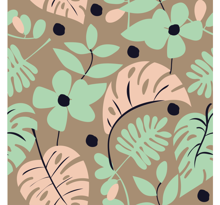 Flowers wallpaper in pastel monstera flowers and leaves - TenStickers