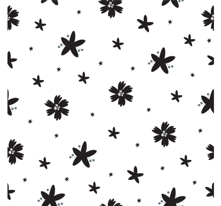 Flowers wallpaper black and white ink floral design - TenStickers