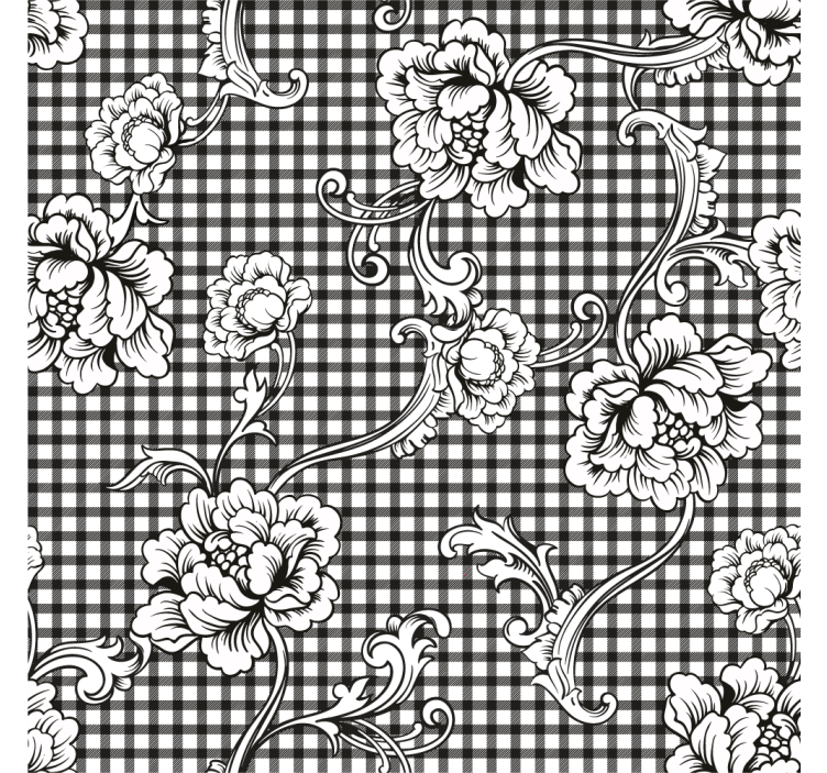 Retro wallpaper black and white vintage gingham - TenStickers