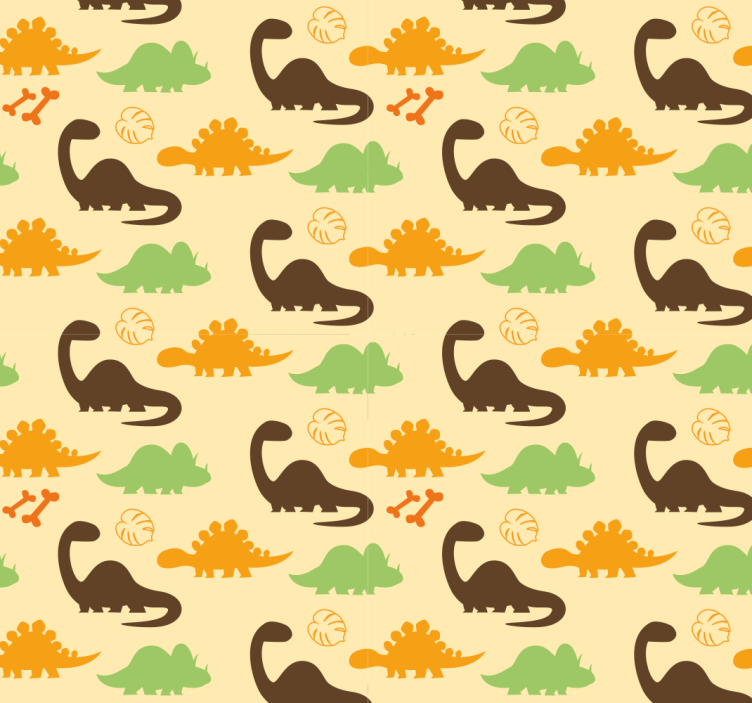 Dinosaurs wallpaper on beige background - TenStickers