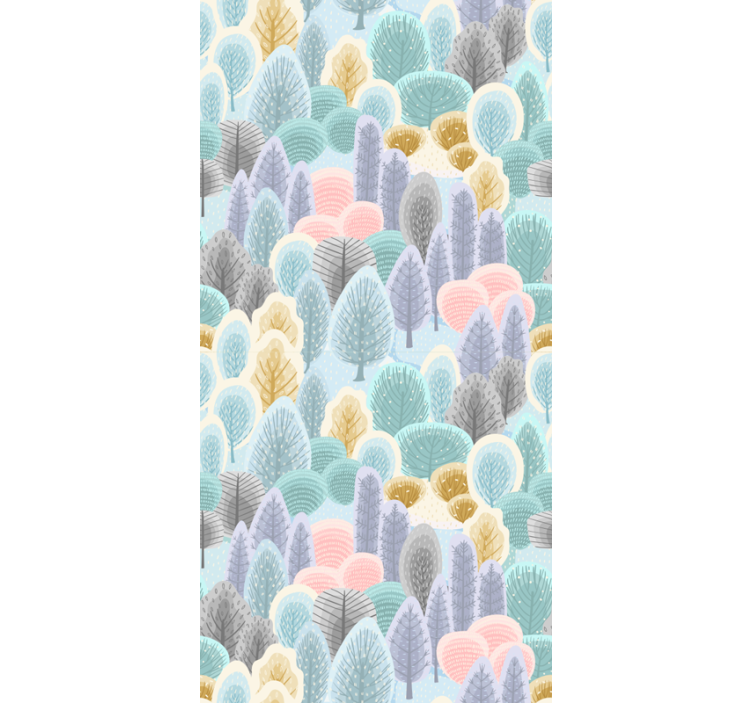 Wallpaper of a tree in pastel forest design - TenStickers