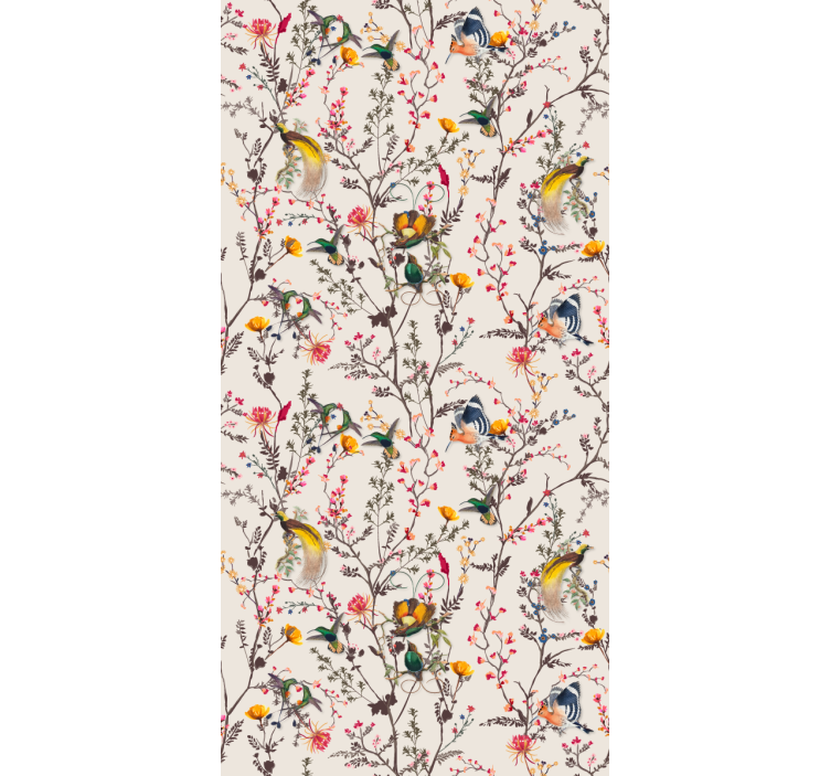 Wallpaper of a tree with birds and blooms - TenStickers