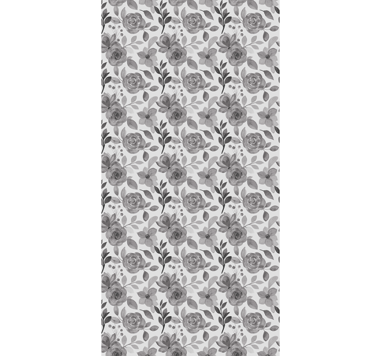 Wallpaper office flowers on grey - TenStickers