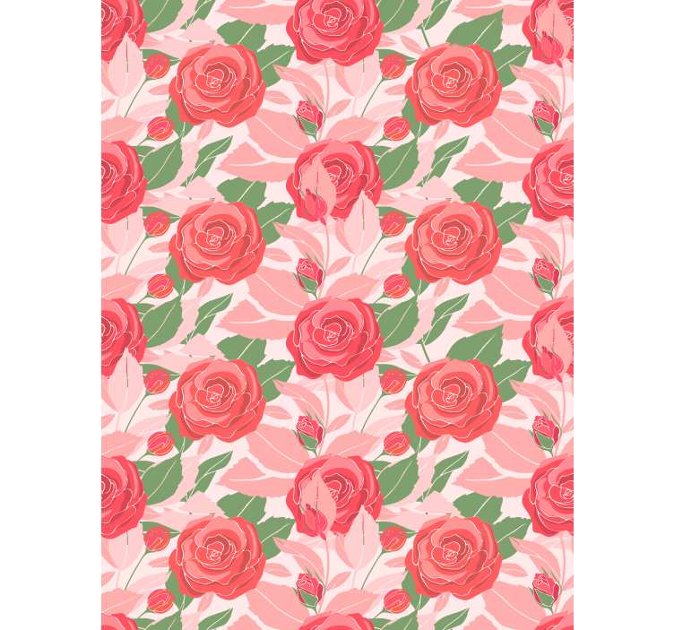Wallpaper office roses on pink background - TenStickers