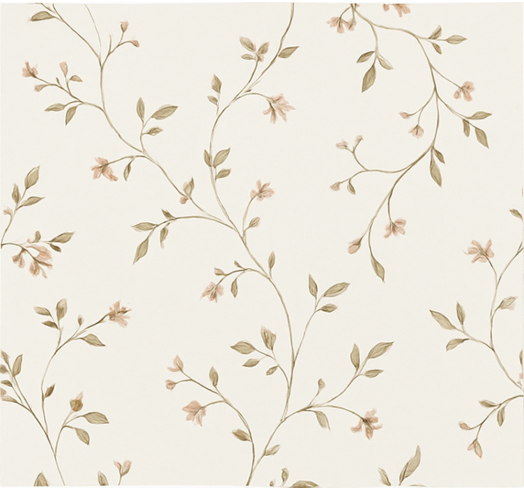 Living area wallpaper white floral design - TenStickers
