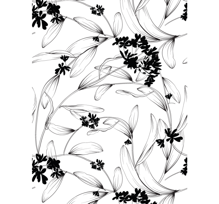 Contemporary wallpaper with black leaves pattern - TenStickers