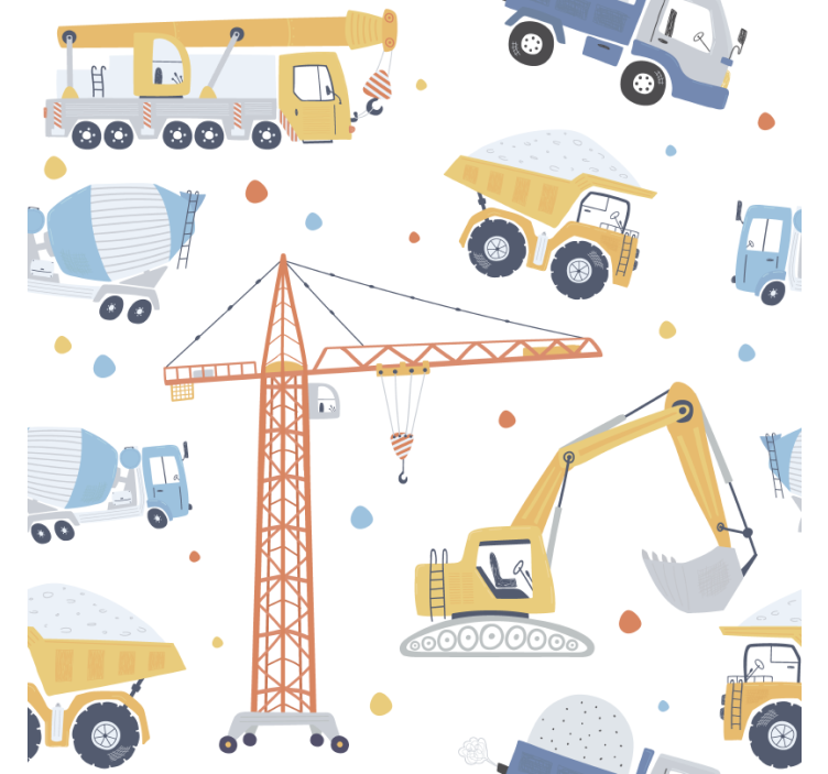 Wallpaper childrens room construction vehicle fun - TenStickers