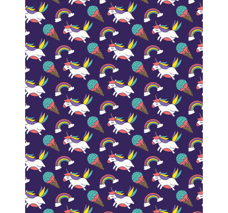 Wallpaper childrens room unicorns and rainbows - TenStickers