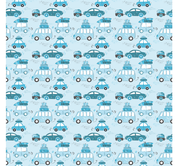 Wallpaper childrens room blue cars pattern - TenStickers