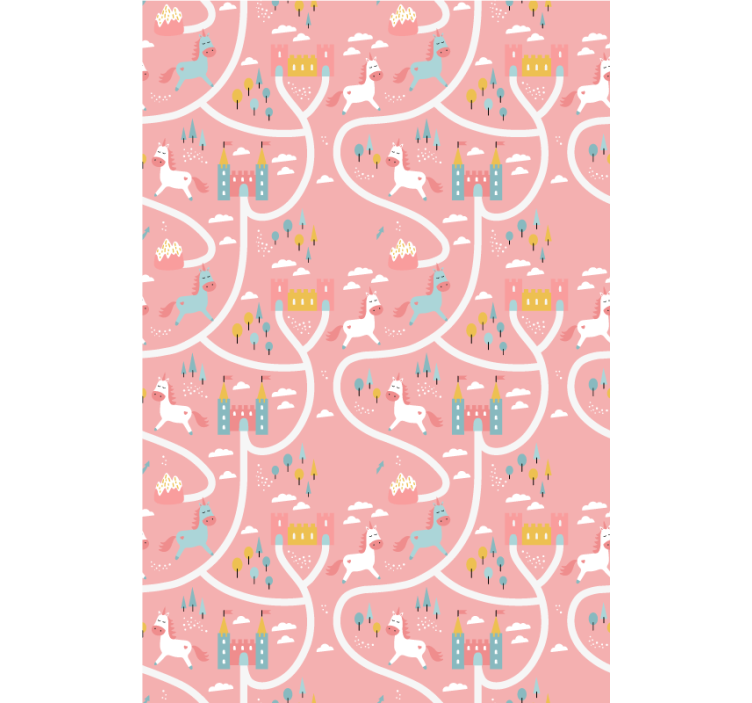 Castles and unicorns wallpaper childrens room - TenStickers