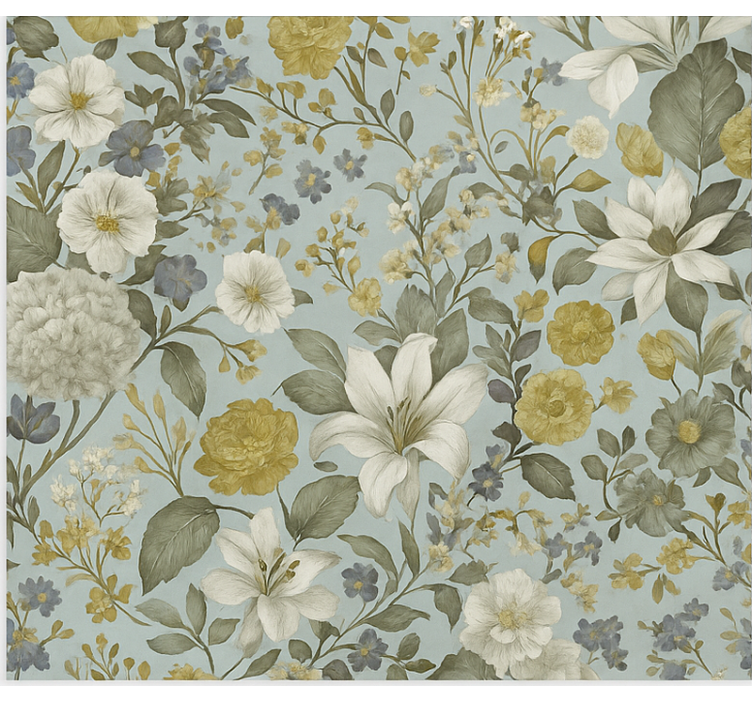 Wallpaper for dining area in olive tone florals - TenStickers
