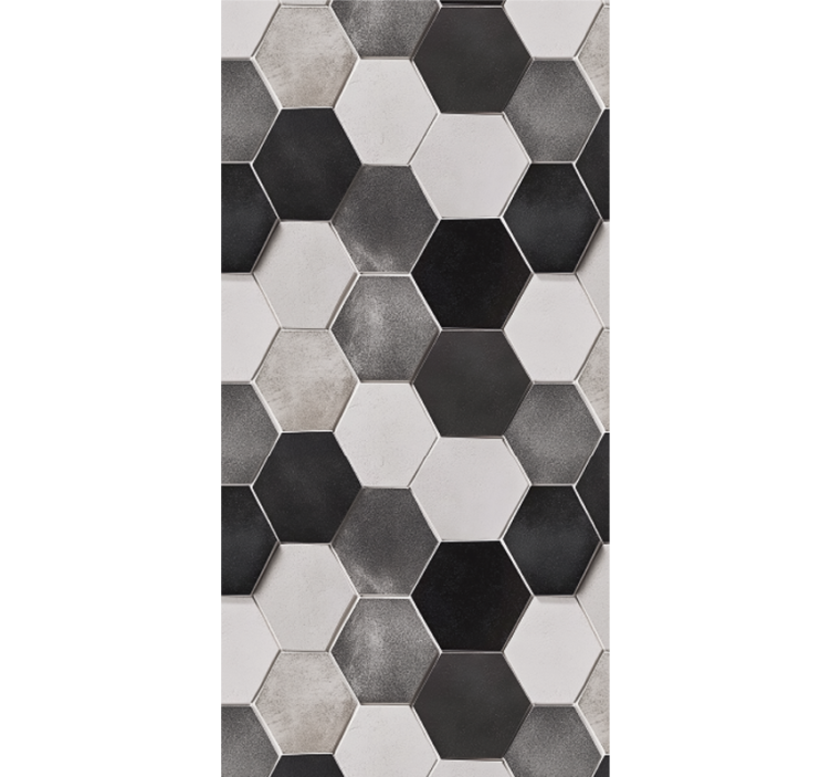 Kitchen wallpaper in grey hexagons - TenStickers